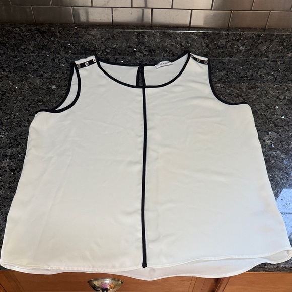 Calvin Klein White Tank Top with Black Accents - Picture 1 of 7